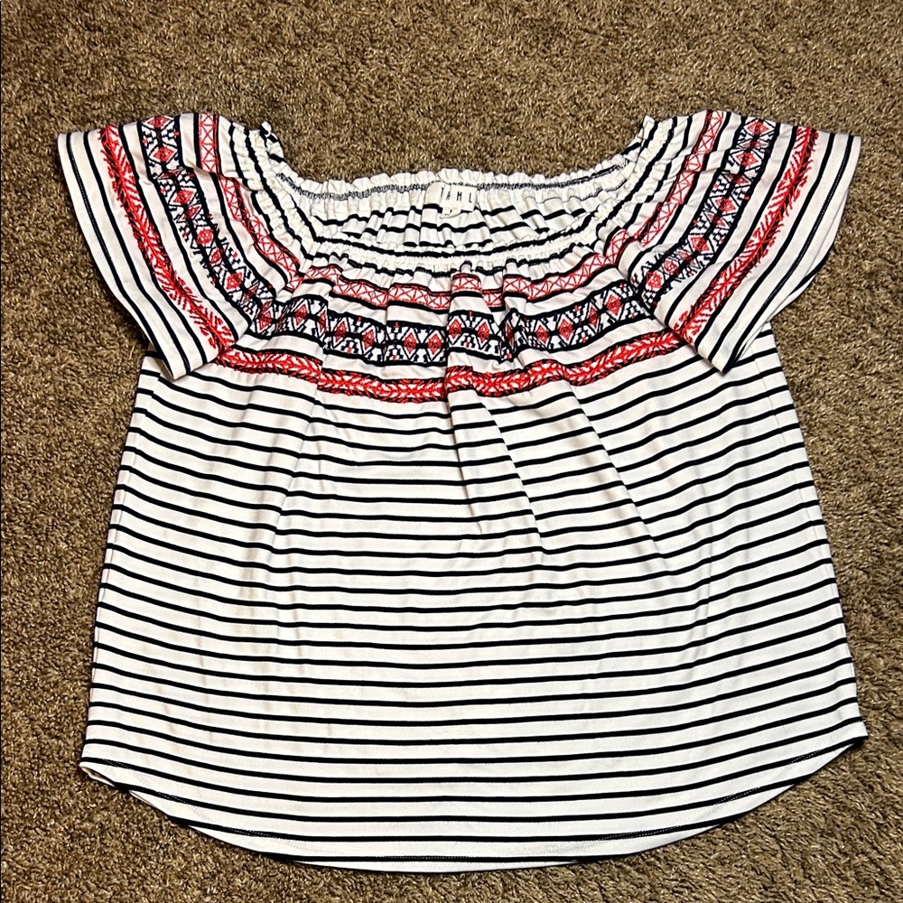 THML Over the Shoulder Striped Blouse